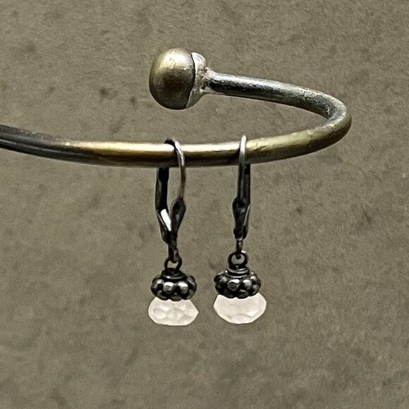 Vtg Sundance Catalog Rose Quartz Crystal Drop Pierced Earrings with Lever Backs - Picture 1 of 5